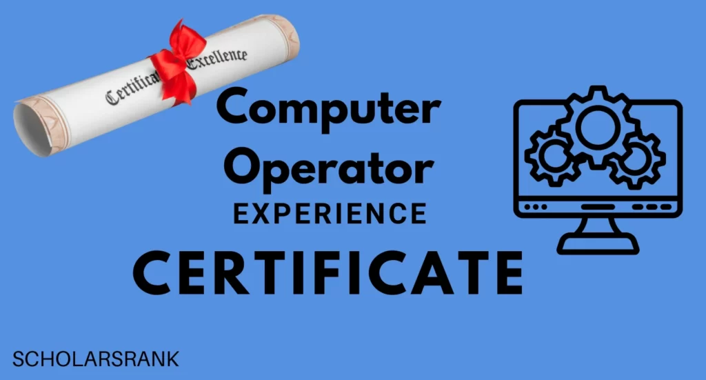 Computer Operator Experience Certificate
